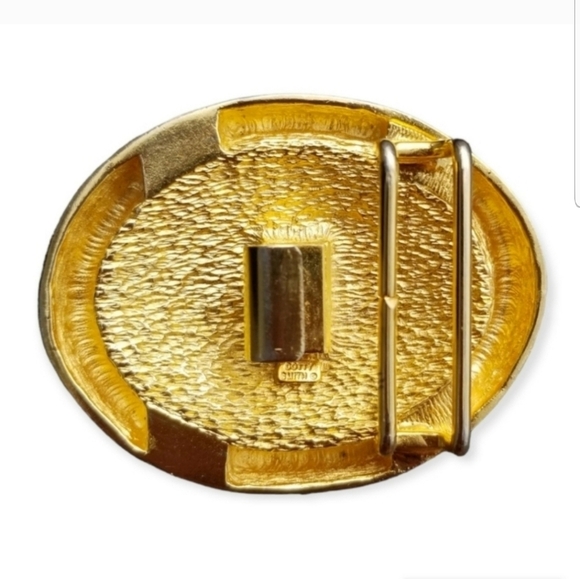 Vintage Dotty Smith Duck Belt Buckle Gold Silver Tone Oval Preppy 80s